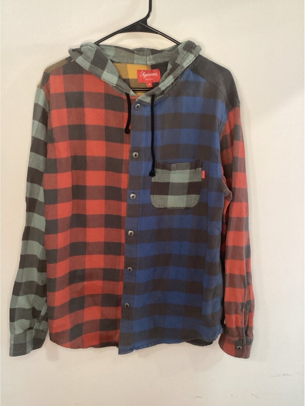 SUPREME hooded buffalo plaid shirt